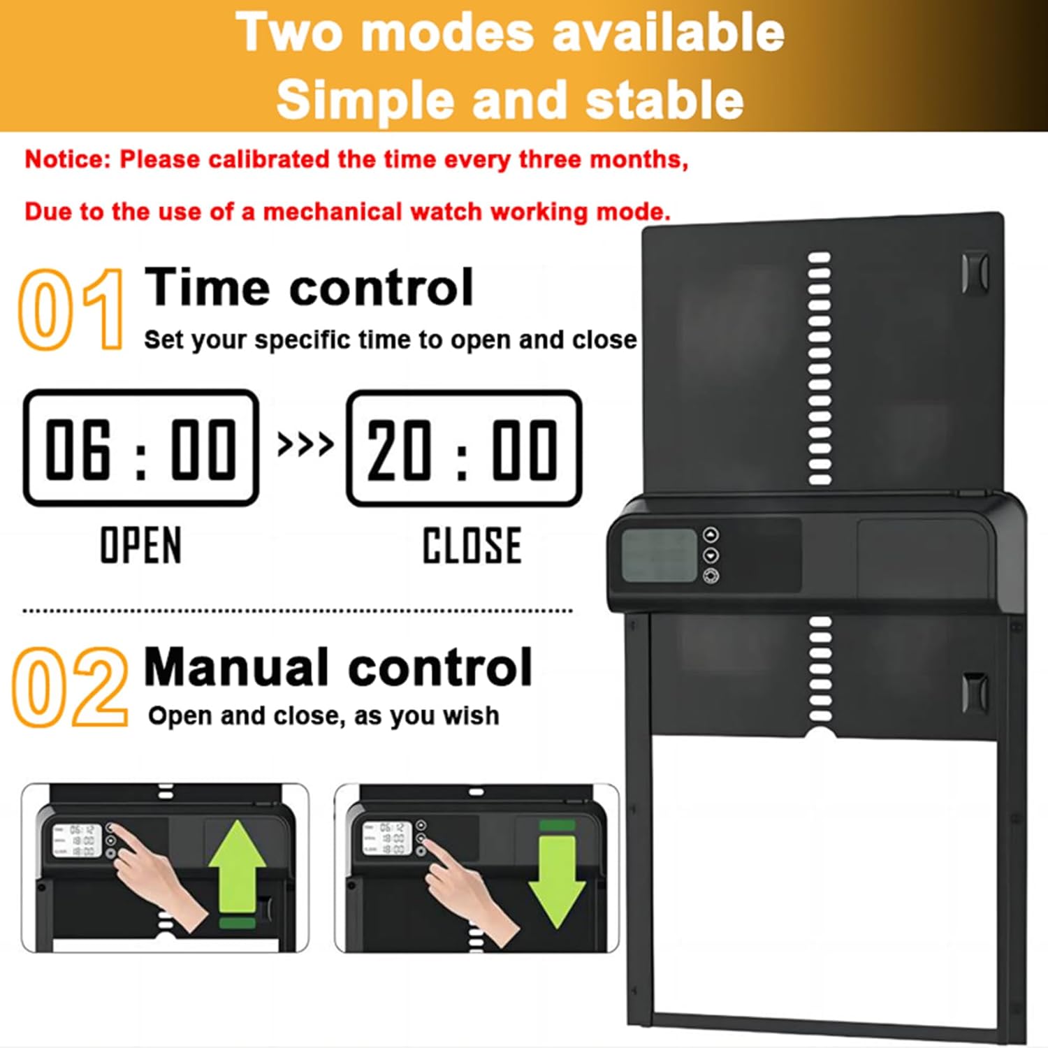 Electronic Door Locks: CARLA HOME Automatic Chicken Coop Door with Timer & LCD Screen, Anti-Pinch Safety, Easy Battery Operation & Weatherproof for Outdoor Coops