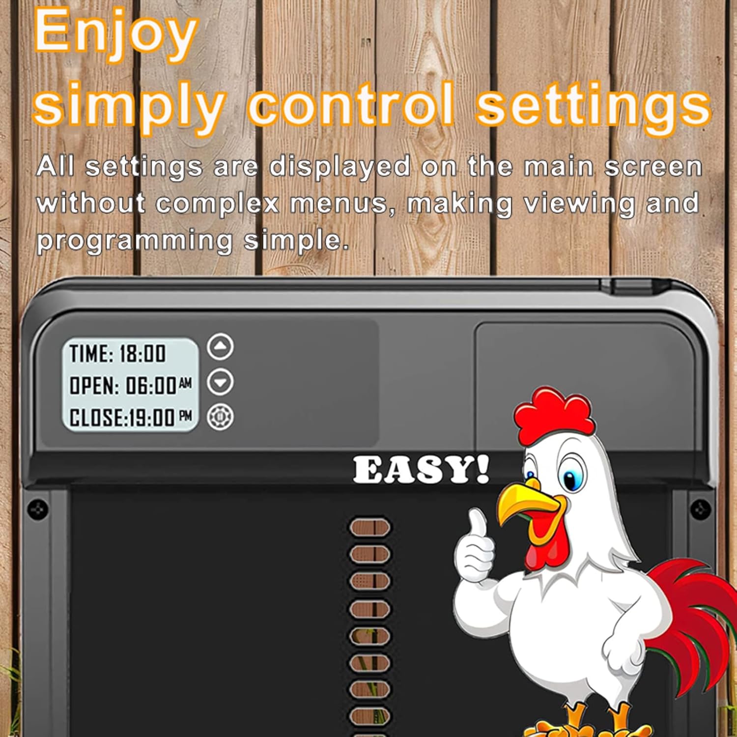 Electronic Door Locks: CARLA HOME Automatic Chicken Coop Door with Timer & LCD Screen, Anti-Pinch Safety, Easy Battery Operation & Weatherproof for Outdoor Coops