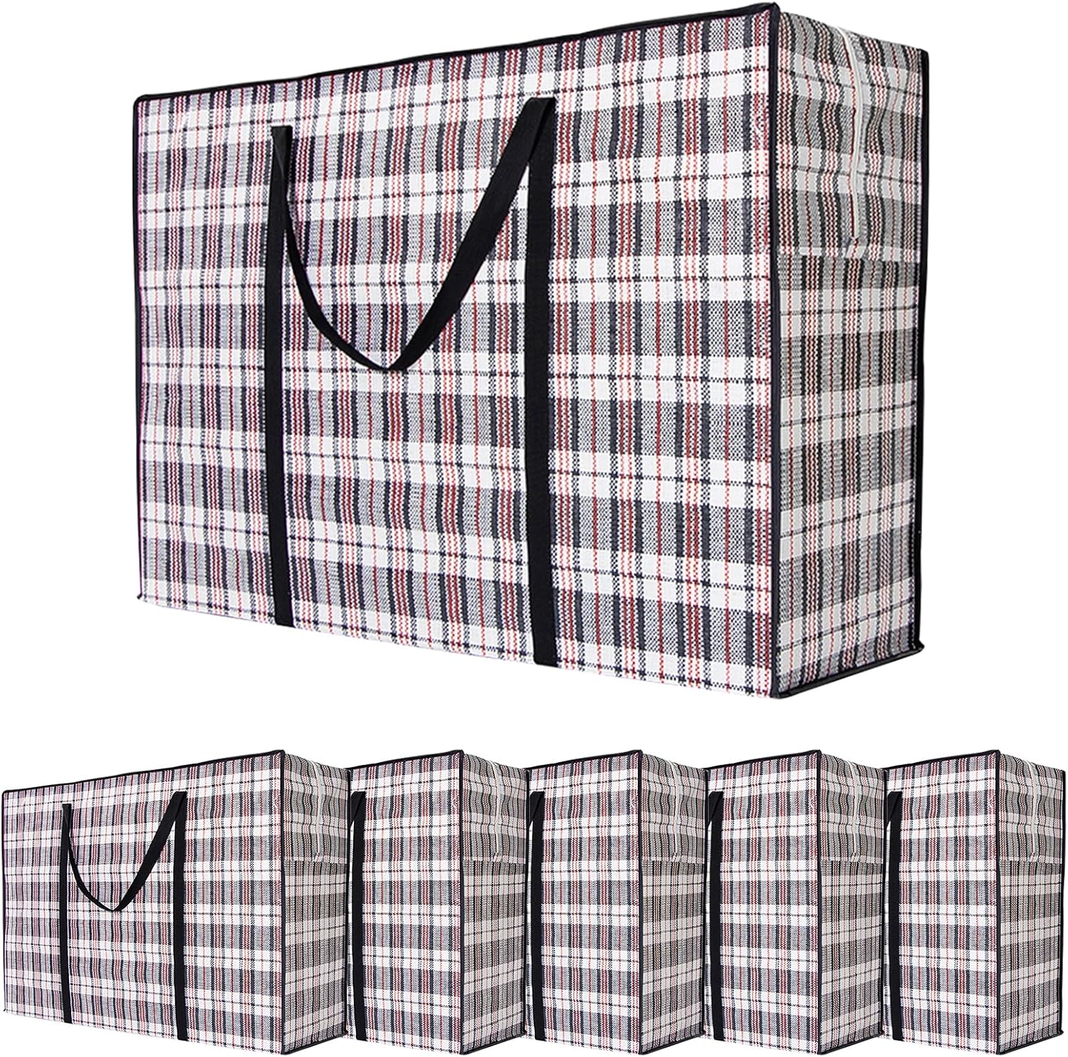 Clothing & Wardrobe Storage: CARLA HOME 6 Pack Large Moving Storage Bags with Zipper & Handles for Clothes, Bedding, Blankets, Dorm & Travel (80x55x25cm)