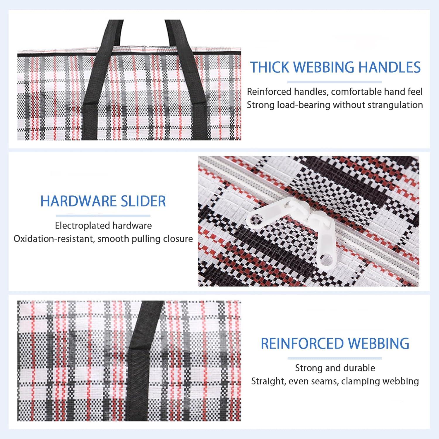 Clothing & Wardrobe Storage: CARLA HOME 6 Pack Large Moving Storage Bags with Zipper & Handles for Clothes, Bedding, Blankets, Dorm & Travel (80x55x25cm)