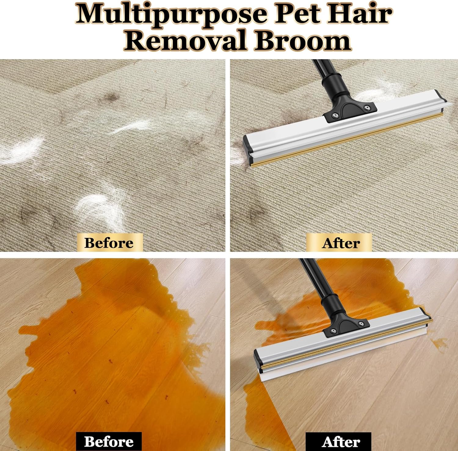 Cat Scratchers: CARLA HOME Pet Hair Remover Broom with Long Handle, Reusable Fur & Lint Remover for Dog & Cat Hair