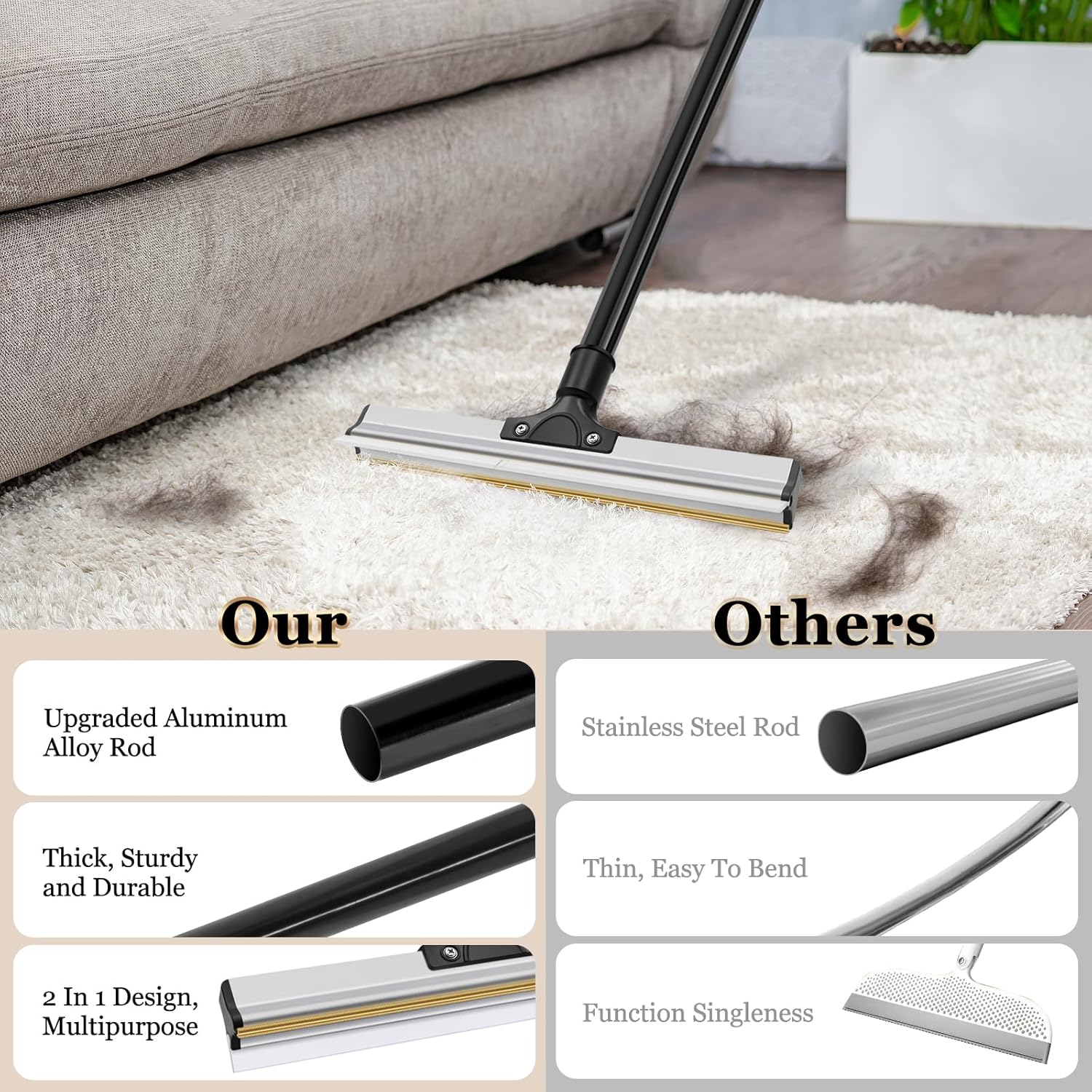 Cat Scratchers: CARLA HOME Pet Hair Remover Broom with Long Handle, Reusable Fur & Lint Remover for Dog & Cat Hair