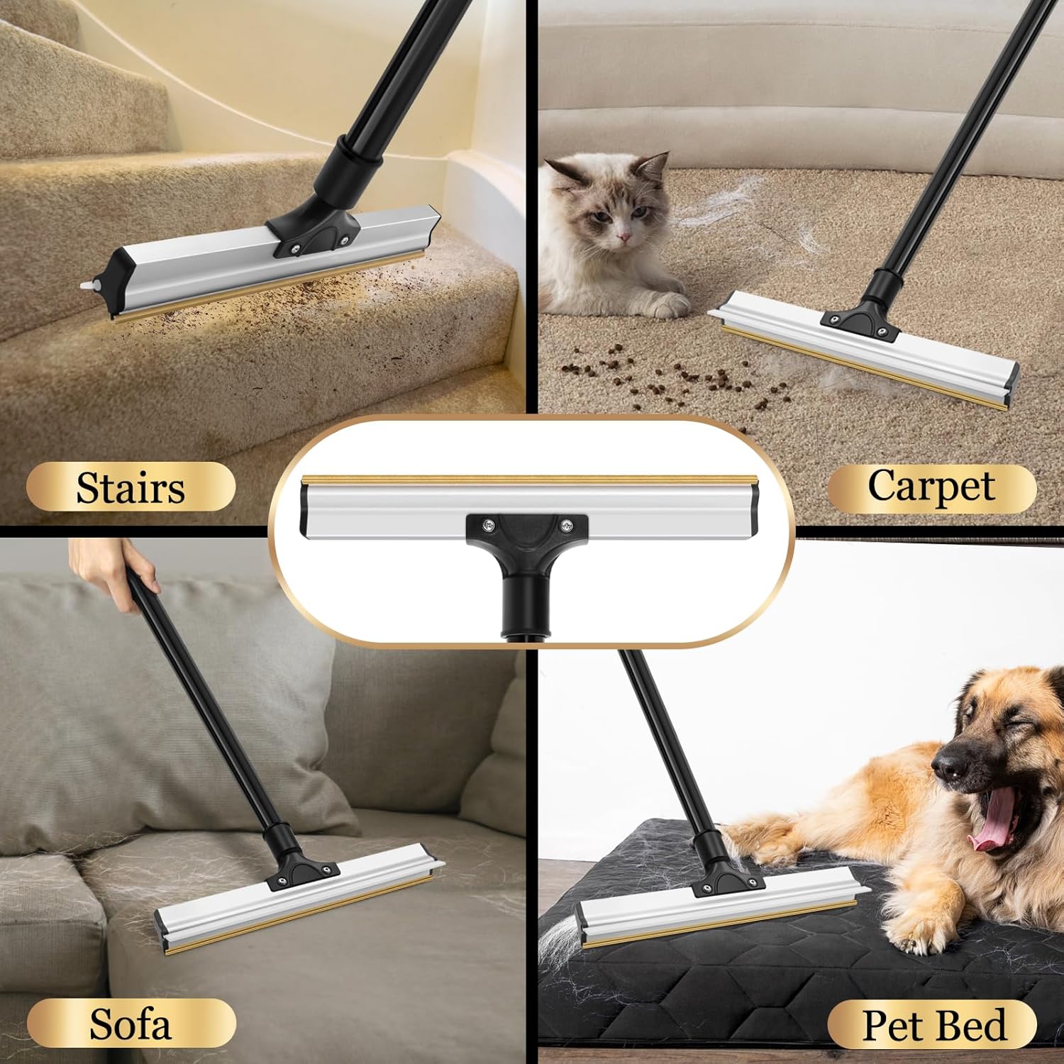 Cat Scratchers: CARLA HOME Pet Hair Remover Broom with Long Handle, Reusable Fur & Lint Remover for Dog & Cat Hair