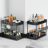 Tap & Sink Accessories: CARLA HOME 2 Pack Under Sink Organizer with Pull-Out Basket and Hooks for Bathroom & Kitchen