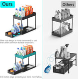 Tap & Sink Accessories: CARLA HOME 2 Pack Under Sink Organizer with Pull-Out Basket and Hooks for Bathroom & Kitchen