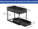 Tap & Sink Accessories: CARLA HOME 2 Pack Under Sink Organizer with Pull-Out Basket and Hooks for Bathroom & Kitchen