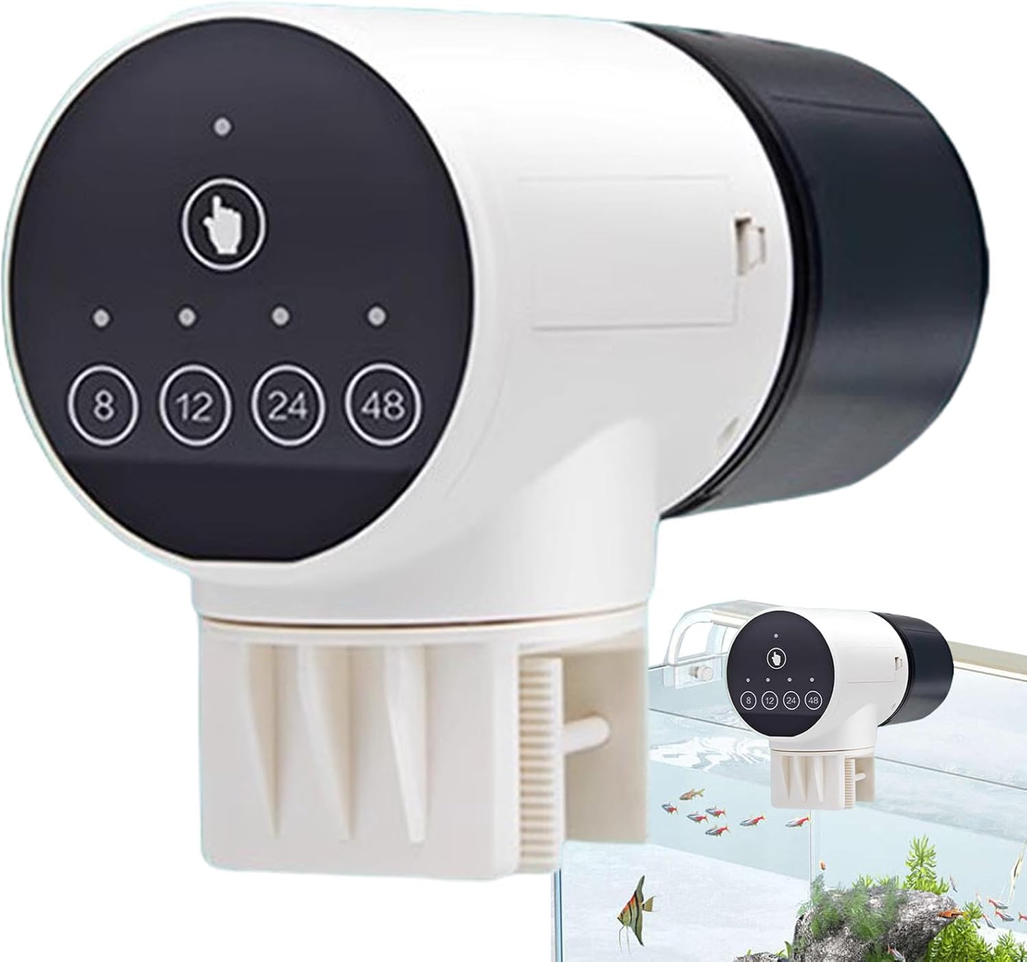 CARLA HOME Automatic Fish Feeder with Timer, Moistureproof Dispenser & Rechargeable Feeding for Aquarium or Tank