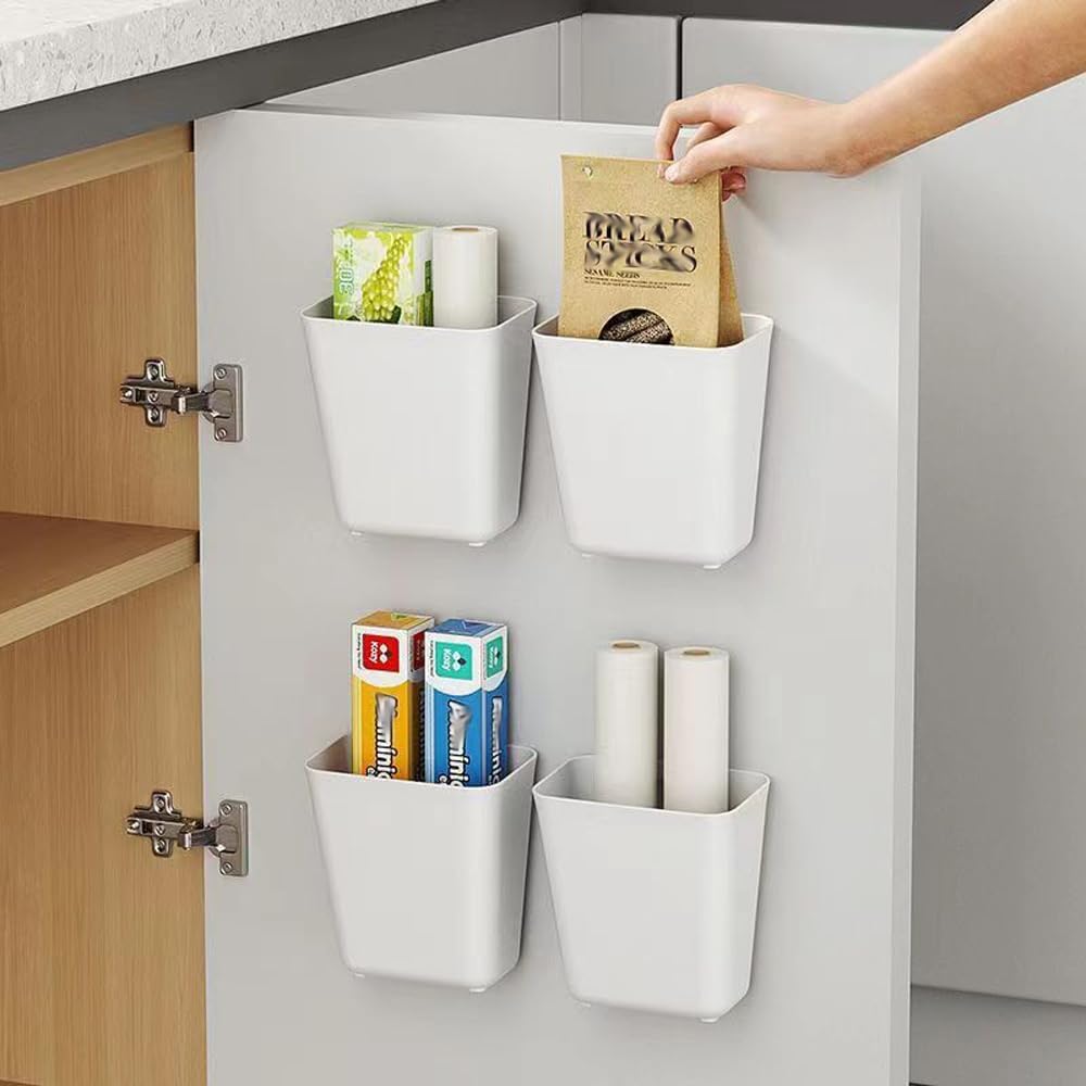Storage Cabinets: CARLA HOME 4-Pack Self-Adhesive Wall Storage Box for Cabinet Doors, Kitchen, Bathroom & Office