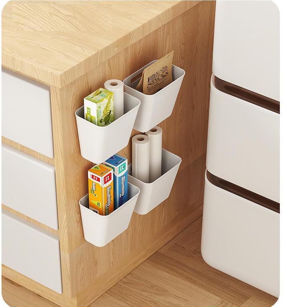 Storage Cabinets: CARLA HOME 4-Pack Self-Adhesive Wall Storage Box for Cabinet Doors, Kitchen, Bathroom & Office