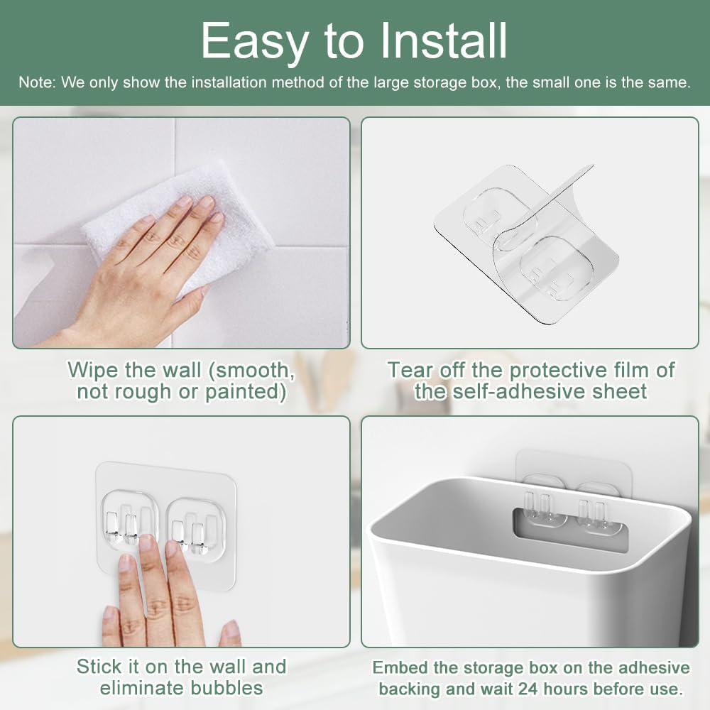 Storage Cabinets: CARLA HOME 4-Pack Self-Adhesive Wall Storage Box for Cabinet Doors, Kitchen, Bathroom & Office