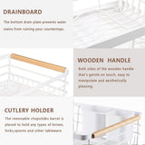 Dish Racks: CARLA HOME Dish Drying Rack with Wooden Handles, Removable Cutlery Holder & Drainboard for Kitchen Countertop