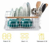 Dish Racks: CARLA HOME Dish Drying Rack with Wooden Handles, Removable Cutlery Holder & Drainboard for Kitchen Countertop