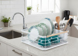 Dish Racks: CARLA HOME Dish Drying Rack with Wooden Handles, Removable Cutlery Holder & Drainboard for Kitchen Countertop