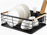 Dish Racks: CARLA HOME Dish Drying Rack with Wooden Handles, Removable Cutlery Holder & Drainboard for Kitchen Countertop