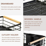 Dish Racks: CARLA HOME Dish Drying Rack with Wooden Handles, Removable Cutlery Holder & Drainboard for Kitchen Countertop