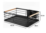 Dish Racks: CARLA HOME Dish Drying Rack with Wooden Handles, Removable Cutlery Holder & Drainboard for Kitchen Countertop