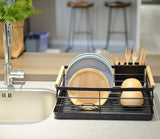 Dish Racks: CARLA HOME Dish Drying Rack with Wooden Handles, Removable Cutlery Holder & Drainboard for Kitchen Countertop