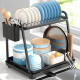 Dish Racks: CARLA HOME 2-Tier Dish Drying Rack for Kitchen Countertop with Drainage Tray, Utensil Holder, Cutting Board Slot & Cup Hooks