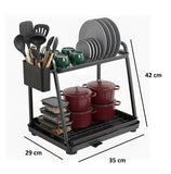 Dish Racks: CARLA HOME 2-Tier Dish Drying Rack for Kitchen Countertop with Drainage Tray, Utensil Holder, Cutting Board Slot & Cup Hooks
