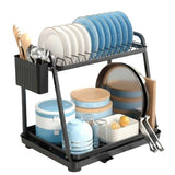 Dish Racks: CARLA HOME 2-Tier Dish Drying Rack for Kitchen Countertop with Drainage Tray, Utensil Holder, Cutting Board Slot & Cup Hooks