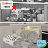 Dish Racks: CARLA HOME Pull Out Dish Rack for Kitchen Cabinet with Slide Out Drawer Organizer for Plates, Bowls & Utensils