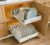 Dish Racks: CARLA HOME 2 Pack Pull Out Dish Rack for Kitchen Cabinet with Slide Out Drawer Organizer for Plates, Bowls & Utensils