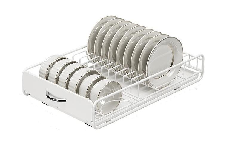 Dish Racks: CARLA HOME 2 Pack Pull Out Dish Rack for Kitchen Cabinet with Slide Out Drawer Organizer for Plates, Bowls & Utensils