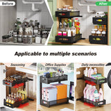 Bathroom Cabinets, Cupboards & Storage: CARLA HOME 2 Tier Under Sink Organizer Pull Out Sliding Cabinet Storage Shelf with Height Adjustable for Kitchen, Bathroom or Laundry Room (Black)