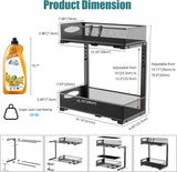 Bathroom Cabinets, Cupboards & Storage: CARLA HOME 2 Tier Under Sink Organizer Pull Out Sliding Cabinet Storage Shelf with Height Adjustable for Kitchen, Bathroom or Laundry Room (Black)