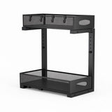 Bathroom Cabinets, Cupboards & Storage: CARLA HOME 2 Tier Under Sink Organizer Pull Out Sliding Cabinet Storage Shelf with Height Adjustable for Kitchen, Bathroom or Laundry Room (Black)