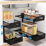 Bathroom Cabinets, Cupboards & Storage: CARLA HOME 2 Pack Under Sink Organizer Pull Out Sliding Cabinet Storage Shelf with Height Adjustable for Kitchen, Bathroom or Laundry Room (Black)