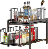 Bathroom Cabinets, Cupboards & Storage: CARLA HOME 2 Tier Sliding Cabinet Organizer Drawer Storage Rack for Kitchen or Bathroom