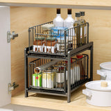 Bathroom Cabinets, Cupboards & Storage: CARLA HOME 2 Tier Sliding Cabinet Organizer Drawer Storage Rack for Kitchen or Bathroom