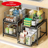 Bathroom Cabinets, Cupboards & Storage: CARLA HOME 2 Tier Sliding Cabinet Organizer Drawer Storage Rack for Kitchen or Bathroom