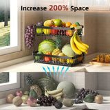 Food Storage: CARLA HOME 2-Tier Fruit Basket Metal Storage Bowl Kitchen Counter Organizer with Handles for Fruits, Vegetables, Snacks & Bread