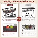 Food Storage: CARLA HOME 2-Tier Fruit Basket Metal Storage Bowl Kitchen Counter Organizer with Handles for Fruits, Vegetables, Snacks & Bread