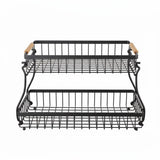 Food Storage: CARLA HOME 2-Tier Fruit Basket Metal Storage Bowl Kitchen Counter Organizer with Handles for Fruits, Vegetables, Snacks & Bread