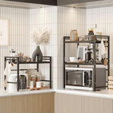 Microwave Ovens: CARLA HOME 2-Tier Microwave Oven Rack with Adjustable Metal Kitchen Shelf Stand for Countertop Storage and 6 Hooks for Utensils (Black)