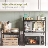 Microwave Ovens: CARLA HOME 2-Tier Microwave Oven Rack with Adjustable Metal Kitchen Shelf Stand for Countertop Storage and 6 Hooks for Utensils (Black)