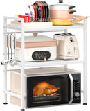 Microwave Ovens: CARLA HOME 3-Tier Microwave Oven Rack with Adjustable Metal Kitchen Shelf Stand for Countertop Storage and 6 Hooks for Utensils