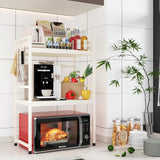 Microwave Ovens: CARLA HOME 3-Tier Microwave Oven Rack with Adjustable Metal Kitchen Shelf Stand for Countertop Storage and 6 Hooks for Utensils