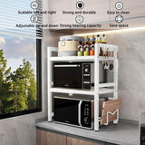 Microwave Ovens: CARLA HOME 3-Tier Microwave Oven Rack with Adjustable Metal Kitchen Shelf Stand for Countertop Storage and 6 Hooks for Utensils