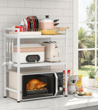 Microwave Ovens: CARLA HOME 3-Tier Microwave Oven Rack with Adjustable Metal Kitchen Shelf Stand for Countertop Storage and 6 Hooks for Utensils