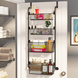 Towel Racks & Holders: CARLA HOME 4-Tier Over the Door Organizer Heavy-Duty Metal Pantry Rack with Hanging Baskets for Home Kitchen Storage & Bathroom Door Organization