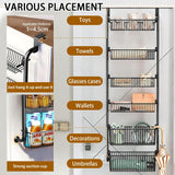 Towel Racks & Holders: CARLA HOME 6-Tier Over the Door Organizer Heavy-Duty Metal Pantry Rack with Hanging Baskets for Home Kitchen Storage & Bathroom Door Organization (Black)
