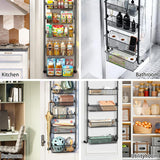 Towel Racks & Holders: CARLA HOME 6-Tier Over the Door Organizer Heavy-Duty Metal Pantry Rack with Hanging Baskets for Home Kitchen Storage & Bathroom Door Organization (Black)