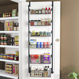 Towel Racks & Holders: CARLA HOME 6-Tier Over the Door Organizer Heavy-Duty Metal Pantry Rack with Hanging Baskets for Home Kitchen Storage & Bathroom Door Organization (Black)