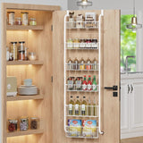 Towel Racks & Holders: CARLA HOME 6-Tier Over the Door Organizer Heavy-Duty Metal Pantry Rack with Hanging Baskets for Home Kitchen Storage & Bathroom Door Organization (White)