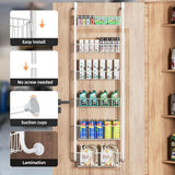 Towel Racks & Holders: CARLA HOME 6-Tier Over the Door Organizer Heavy-Duty Metal Pantry Rack with Hanging Baskets for Home Kitchen Storage & Bathroom Door Organization (White)