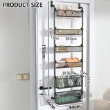 Towel Racks & Holders: CARLA HOME 6-Tier Over the Door Organizer Heavy-Duty Metal Pantry Rack with Hanging Baskets for Home Kitchen Storage & Bathroom Door Organization (White)